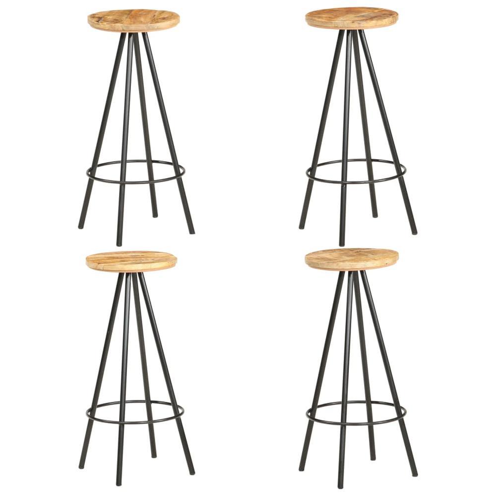 vidaXL Bar Stools 4 pcs Rough Mango Wood 286615