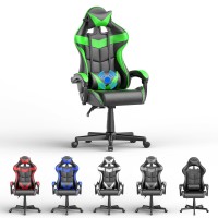 Soontrans Green Gaming Chair With Massage,Racing Gamer Chair For Teens, Ergonomic Game Chair With Adjustable Headrest And Lumbar Support (Jungle Green)