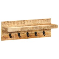 vidaXL Solid Rough Mango Wood WallMounted Coat Rack with Shelf Durable SpaceSaving Versatile Easy to Assemble