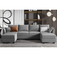Honbay Modular Sectional Sofa U Shaped Modular Couch With Reversible Chaise Modular Sofa Sectional Couch With Storage Seats, Grey