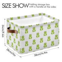 Cute Green Frog Storage Bin Collapsible With Handle Rectangle Waterproof Cute Green Frog Basket For Storage Cube Closet Organizer For Toy Nursery Book Office Shelf Bathroom