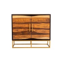 Zara 2door Accent Cabinet Black Walnut and Gold