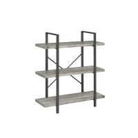 Cole 3Shelf Bookcase Grey Driftwood and Gunmetal