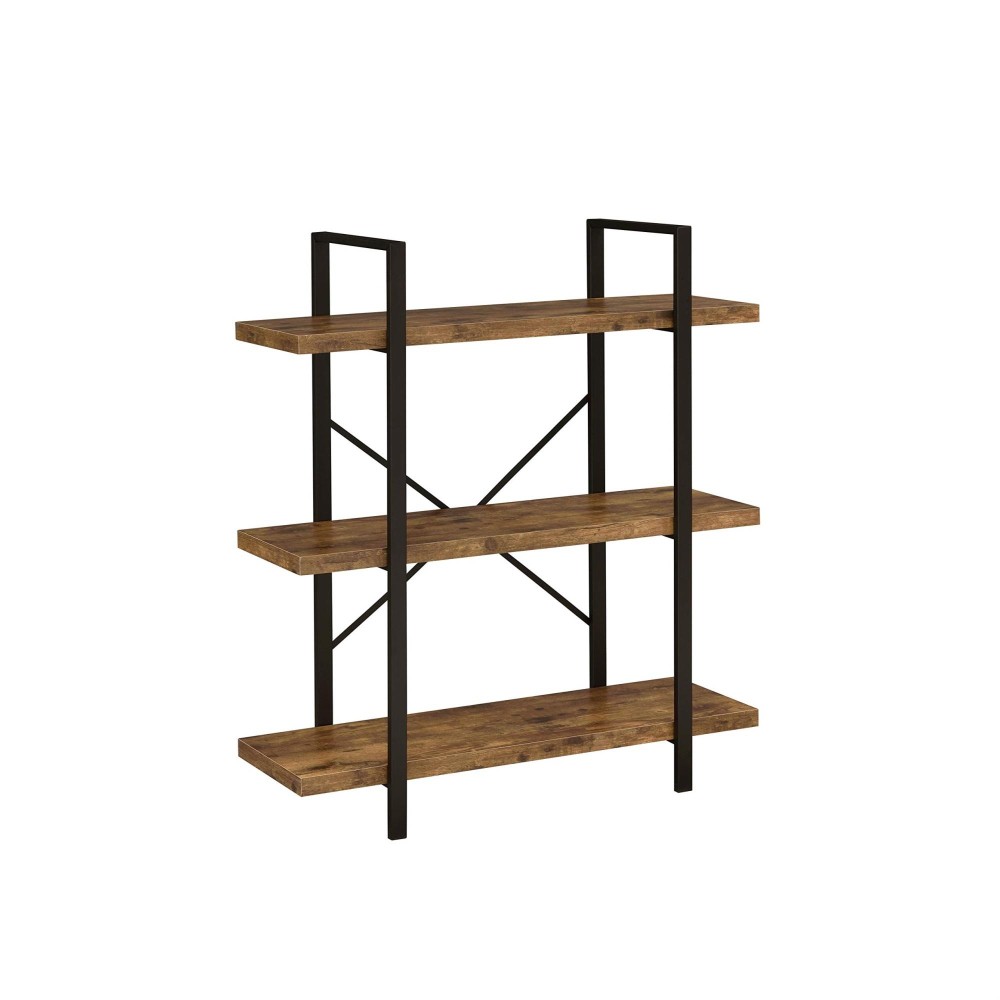 Cole 3Shelf Bookcase Antique Nutmeg and Black