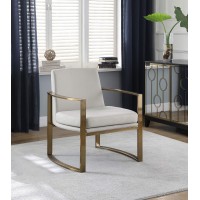 Cory Concave Metal Arm Accent Chair Cream and Bronze