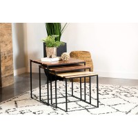 Belcourt 3piece Square Nesting Tables Natural and Black