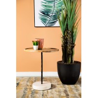 Ginevra Round Wooden Top Accent Table Natural and White