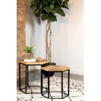 Adger 2piece Hexagon Nesting Tables Natural and Black