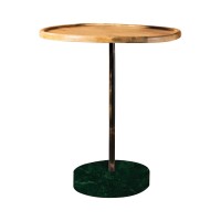 Ginevra Round Marble Base Accent Table Natural and Green