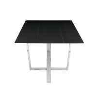 Dining Table with glass Top and Metal Base, Black and chrome(D0102HgD65V)