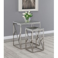 Betsy 2piece Mirror Top Nesting Tables Silver