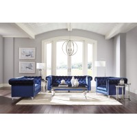 Bleker 3piece Tuxedo Arm Living Room Set Blue