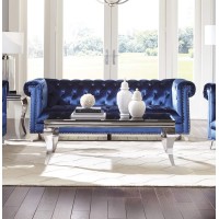 Bleker 3piece Tuxedo Arm Living Room Set Blue