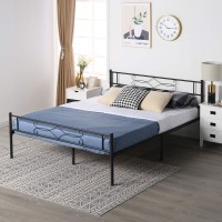 Vecelo Full Size Bed Frame Metal Platform/Mattress Foundation With Headboard Footboard/Steel Slat Support/No Box Spring Needed/Easy Assembly