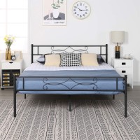 Vecelo Full Size Bed Frame Metal Platform/Mattress Foundation With Headboard Footboard/Steel Slat Support/No Box Spring Needed/Easy Assembly