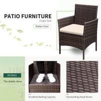 Greesum 3 Pieces Patio Furniture Sets Outdoor Pe Rattan Wicker Chairs With Soft Cushion And Glass Coffee Table For Garden Backya