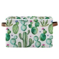 Emelivor Cactus Storage Bin Collapsible With Handle Rectangle Waterproof Cactus Basket For Storage Cube Closet Organizer For Toy Nursery Book Office Shelf Bathroom