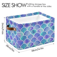 Mermaid Storage Bin Collapsible With Handle Rectangle Waterproof Mermaid Basket For Storage Cube Closet Organizer For Toy Nursery Book Office Shelf Bathroom