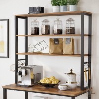 Vasagle Coffee Bar, Bakers Rack For Kitchen With Storage, 6-Tier Kitchen Shelves With 6 Hooks, Microwave Stand, Industrial, 15.7 X 31.5 X 65.7 Inches, Rustic Brown And Black Ukks019B01