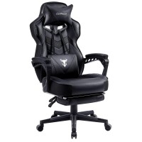 Zeanus Gaming Chairs With Footrest Recliner Computer Chair For Adults Massage Chair Big And Tall, Ergonomic Office Gamer Chair For Heavy People Recliner For Racing, Black