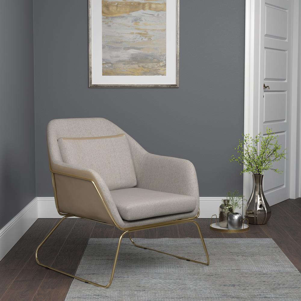 Cody Metal Sled Leg Accent Chair Beige