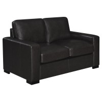 Set includes: One (1) loveseatClassic clean lines are apparent with this timeless track arm in dark brown top grain leatherBoxed seat and back cushions with top stitch detailingPremium eco-friendly down alternative wrapped seat and back cushions for extre