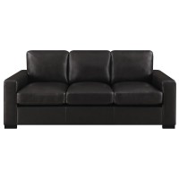 Set includes: One (1) sofaClassic clean lines are apparent with this timeless track arm in dark brown top grain leatherBoxed seat and back cushions with top stitch detailingPremium eco-friendly down alternative wrapped seat and back cushions for extreme c