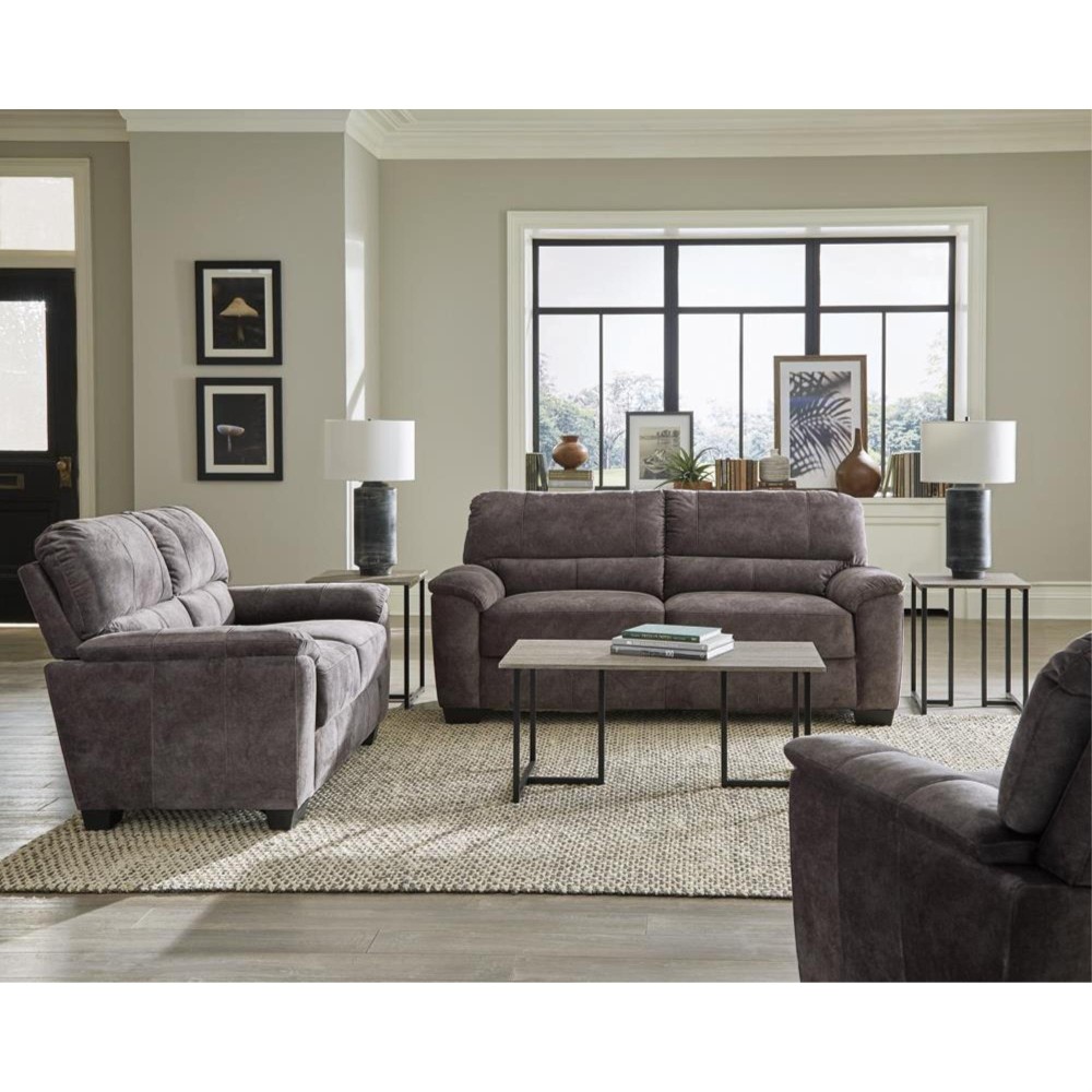 Hartsook Upholstered Pillow Top Arm Loveseat Charcoal Grey