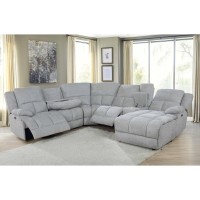 Belize 6Piece Pillow Top Arm Power Sectional Grey