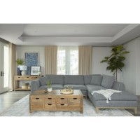 Add a touch of mid-century modern to your space with the Persia CollectionThis sectional has been perfectly paired with two pillowsThis low profile 2-piece sectional is exceptionally tailored in a textured grey fabric accented with contrast blanket stitch