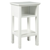 Benjara Square Wooden Accent Table With 2 Usb Ports And Open Shelf, White