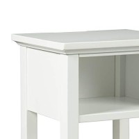 Benjara Square Wooden Accent Table With 2 Usb Ports And Open Shelf, White