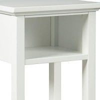 Benjara Square Wooden Accent Table With 2 Usb Ports And Open Shelf, White