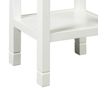 Benjara Square Wooden Accent Table With 2 Usb Ports And Open Shelf, White