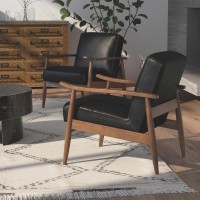 Austin Black Leather Gel Wooden Base Accent Chair