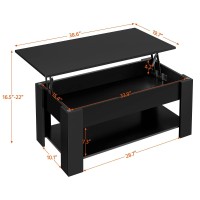 Yaheetech Modern Lift Top Coffee Table W/Hidden Compartment And Storage Shelf, Lifting Accent Center Table Pop-Up Tabletop For Living Room Reception Room Office, Painted Black