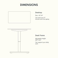 Flexispot En1 One Piece Standing Desk 40 X 24 Inches Adjustable Height Desk For Small Space Electric Sit Stand Home Office Tabl