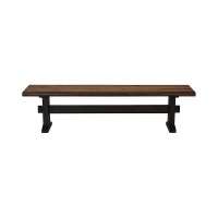 Benjara Farmhouse Dual Tone Wooden Bench With Trestle Base, Brown