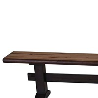 Benjara Farmhouse Dual Tone Wooden Bench With Trestle Base, Brown