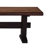 Benjara Farmhouse Dual Tone Wooden Bench With Trestle Base, Brown