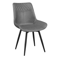 Benjara Leatherette Dining Chair With Diamond Pattern Stitching, Set Of 2, Gray