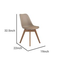 Benjara Fabric Dining Chair With Bucket Cushion Seat, Set Of 2, Brown