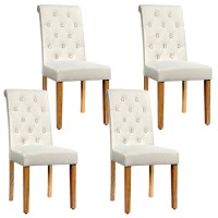 S Afstar Upholstered Dinning Chairs Set Of 4, Tufted Parsons Chairs With Solid Rubber Wood Legs & Adjustable Feet, High Back Padded Dining Chairs For Kitchen Living Room Restaurant (4, Beige)