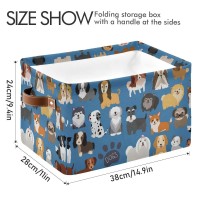 Cute Dogs Puppy Storage Bin Collapsible With Handle Rectangle Waterproof Cute Dog Puppy Basket For Storage Cube Closet Organizer For Toy Nursery Book Office Shelf Bathroom