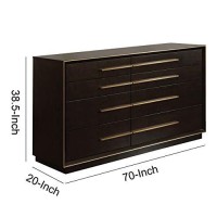 Benjara 70 Inch 8 Drawer Wood Dresser With Bar Pulls, Brown