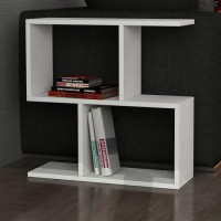 Jv Home Homeania Collection Modern Side Table With Shelves For Storage Decorative Coffee Table For Living Room 24 Inch White