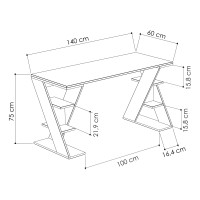 Jv Home Papillon Collection 55 Inch Office Desk Long Home Office Table For Study,Work, Laptop, Writing Table, Workstation Anthrachite - White