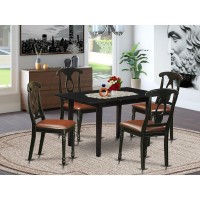 East West Furniture NOKE5BLKLC 5Pc Dining Room Set 4 Dining Room Chairs with Napoleon Back and a Faux Leather Seat and Wooden