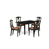 East West Furniture NOKE5BLKLC 5Pc Dining Room Set 4 Dining Room Chairs with Napoleon Back and a Faux Leather Seat and Wooden