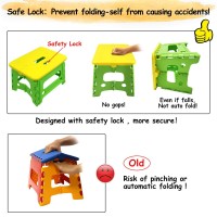 Sumbabo Child Step Stool For Kids And Toddlers Bathroom Sink - Foldable Safety Lock To Stable(1 Pack = Yellow+Green)